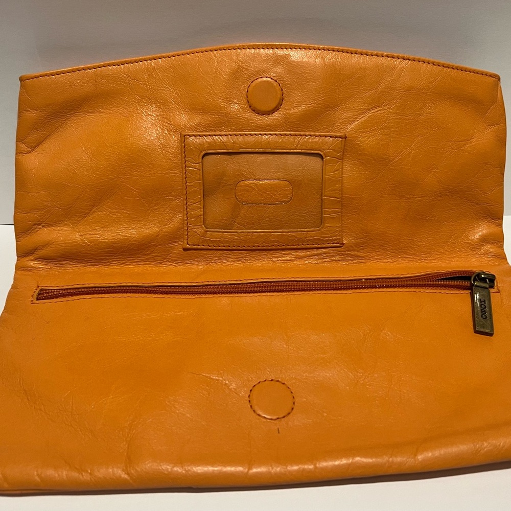 🧡 Hobo International Orange Leather Clutch Bag - Picture 4 of 6